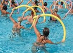 Aqua aerobics with noodles