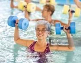 Aqua aerobics with weights